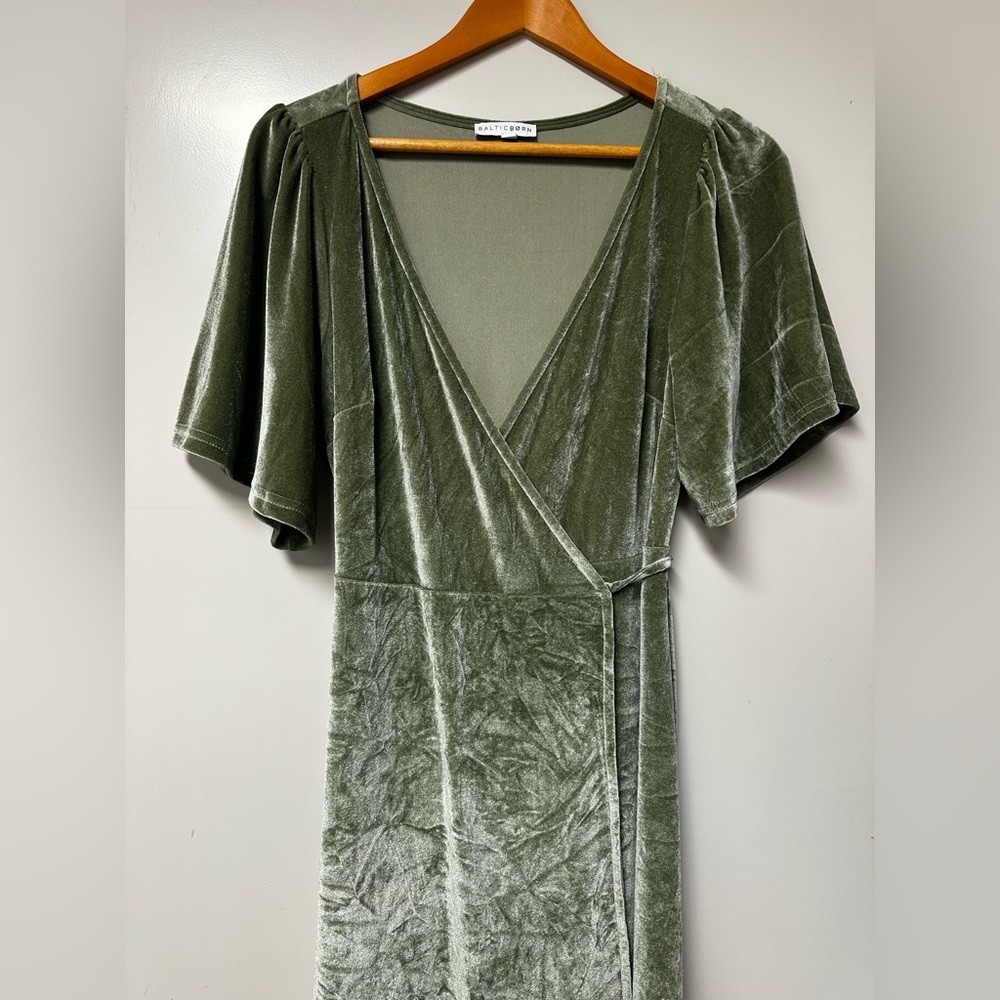 BalticBorn sage green velvet dress - MEDIUM